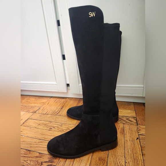 Stuart Weitzman Keelan Suede Tall Boot Black, Size 9 - Picture 5 of 11